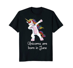 Unicorns Are Born In June T-Shirt Dabbing Birthday Tee