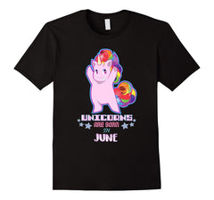 Cute June Unicorn Birthday Girl Gift Rainbow Shirt