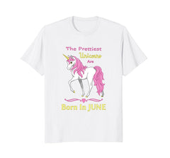 Pretty Pink Unicorn Born In June Birthday Shirt