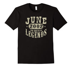 16 Years Old 16th Birthday June 2002 Birth of Legend T-Shirt