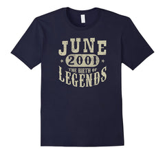 17 Years Old 17th Birthday June 2001 Birth of Legend T-Shirt