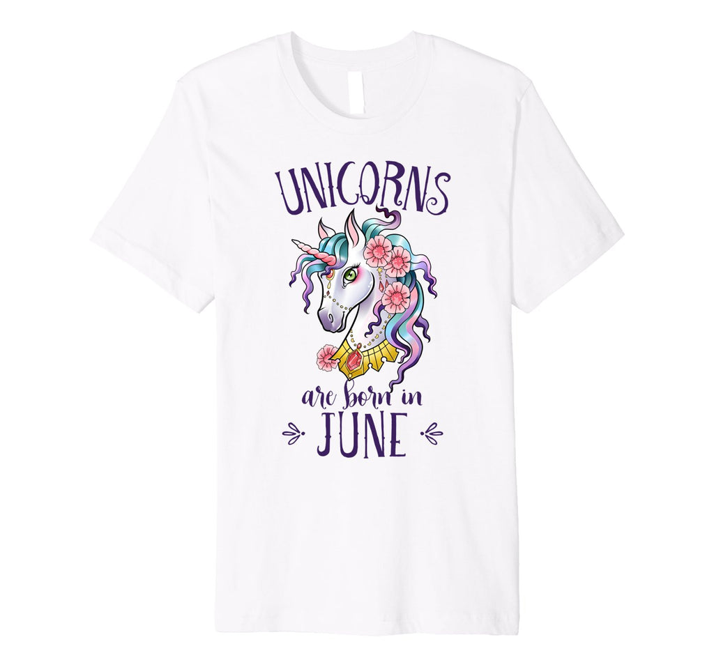 Unicorns are Born in June T Shirt Unicorn Rainbow Birthday