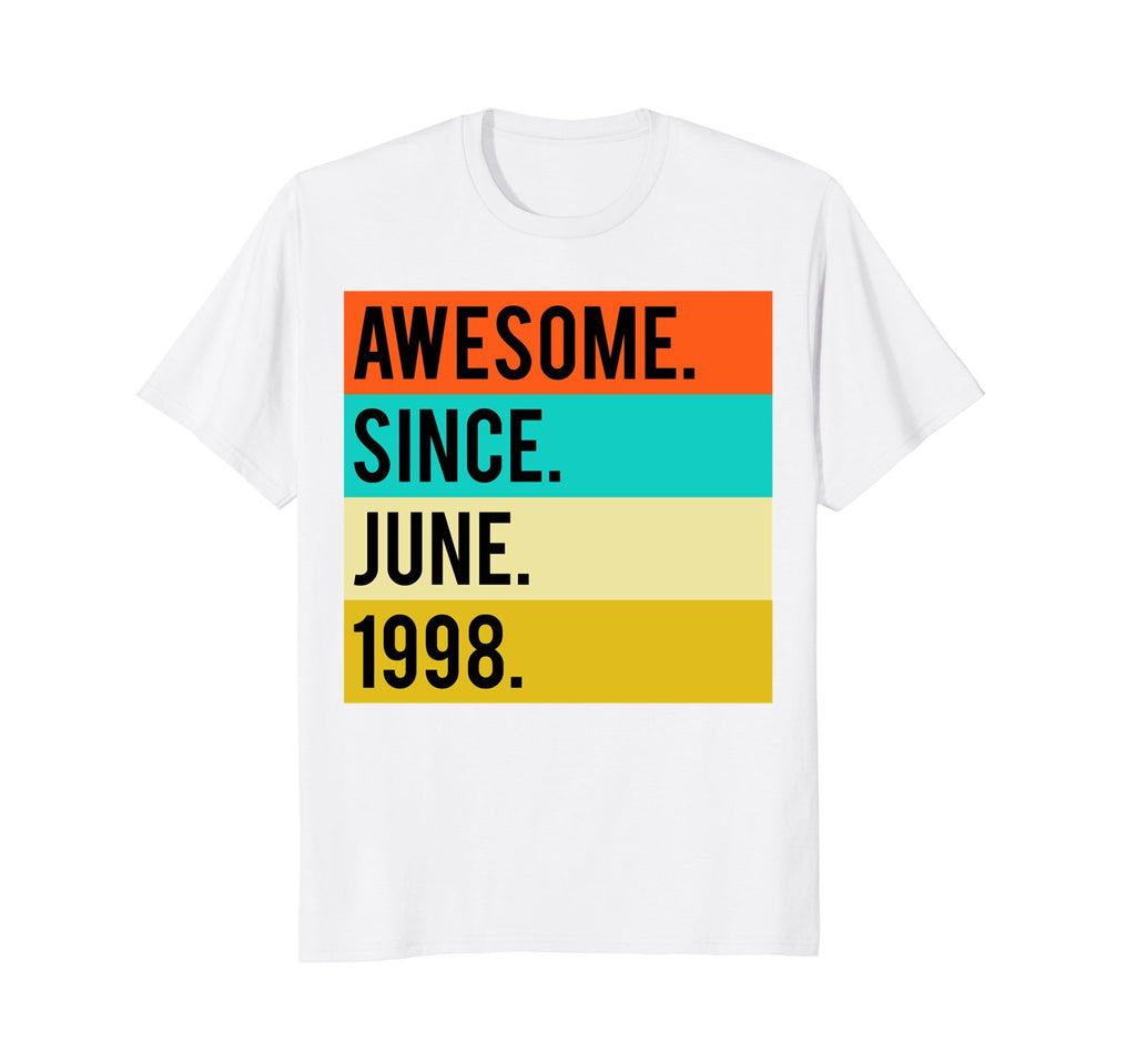 20th Birthday Vintage Gift Awesome Since June 1998 Shirt