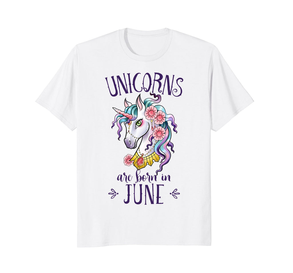 Unicorns are Born in June T Shirt Unicorn Rainbow Birthday