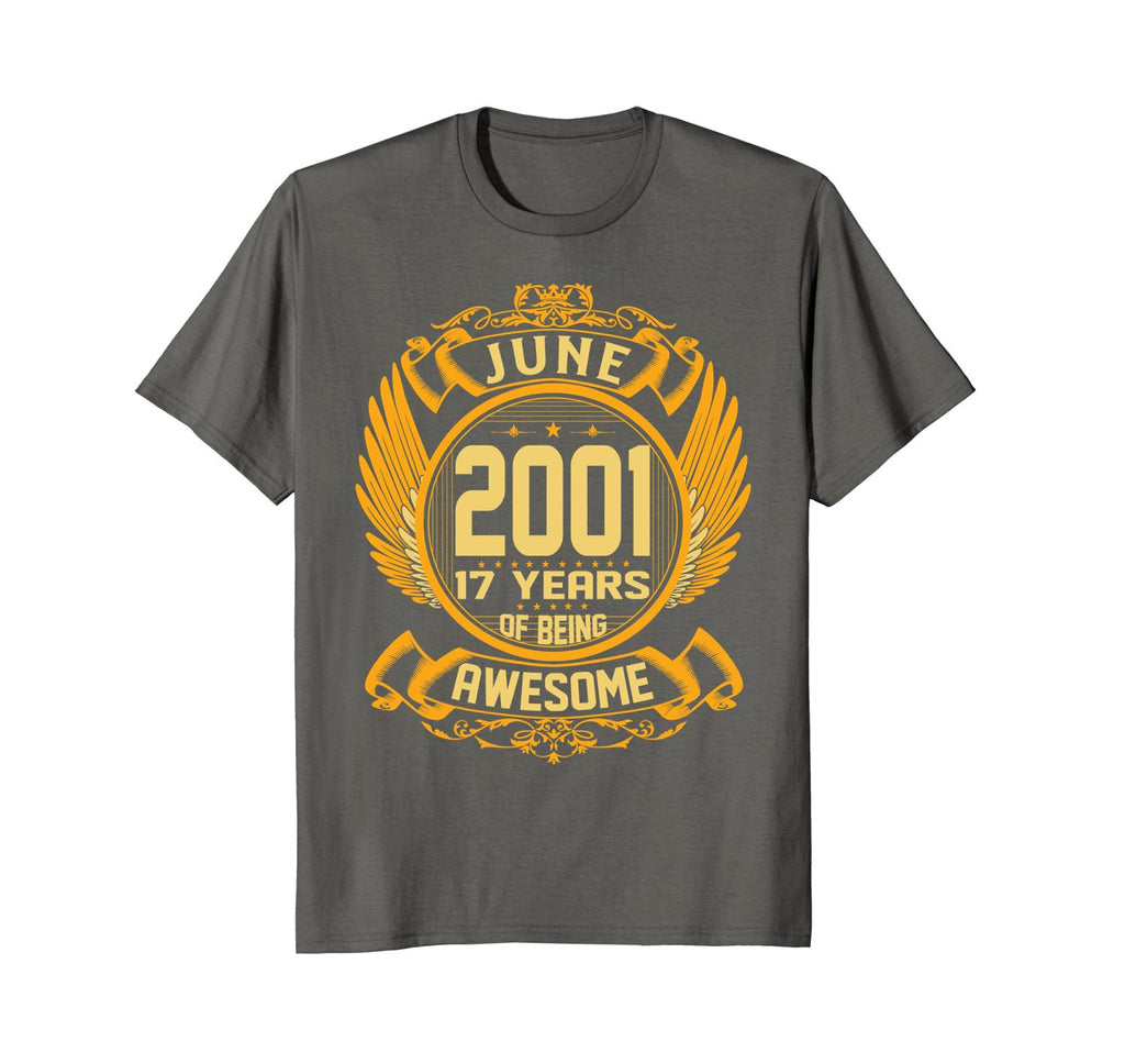 Awesome June 2001 Shirt 17 Years Old 17th Birthday Gifts Boy