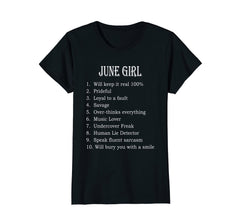 Womens June Girl T Shirt - Elegant Birthday Month shirt