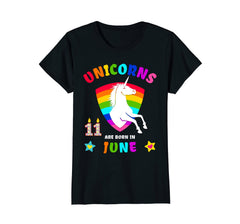 Unicorns are Born in June Shirt 11th Birthday 11 Year Old