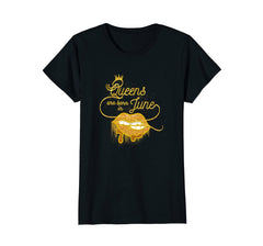 Womens Glitter Happy Birthday June Queen T-Shirt Gold Lips Tee
