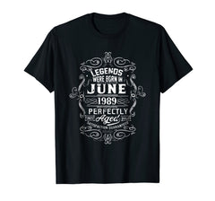 Vintage 29th Birthday Legends Were Born In June 1989 Tshirt