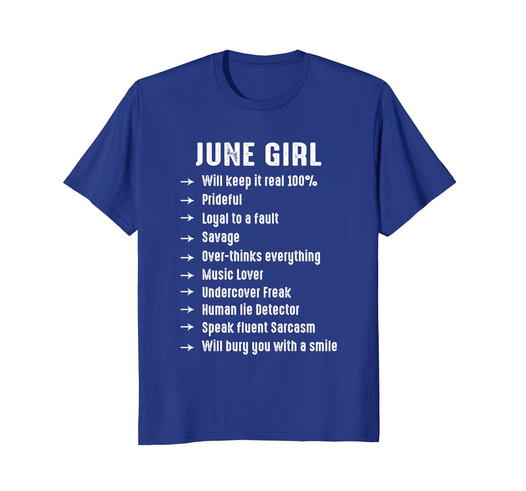 June Girl Will Keep It 100 Percent Funny june Birthday Tee