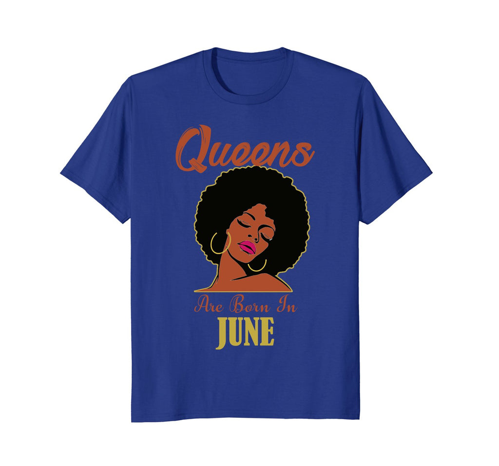 Black Queens Are Born in June Birthday T-Shirt Gift Tee