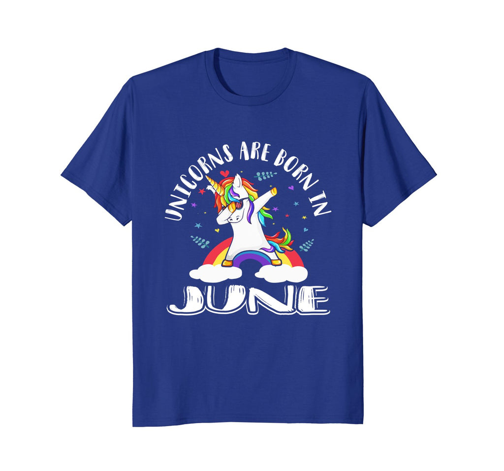 Unicorns Are Born In June Birthday Girls Dabbing Tshirt
