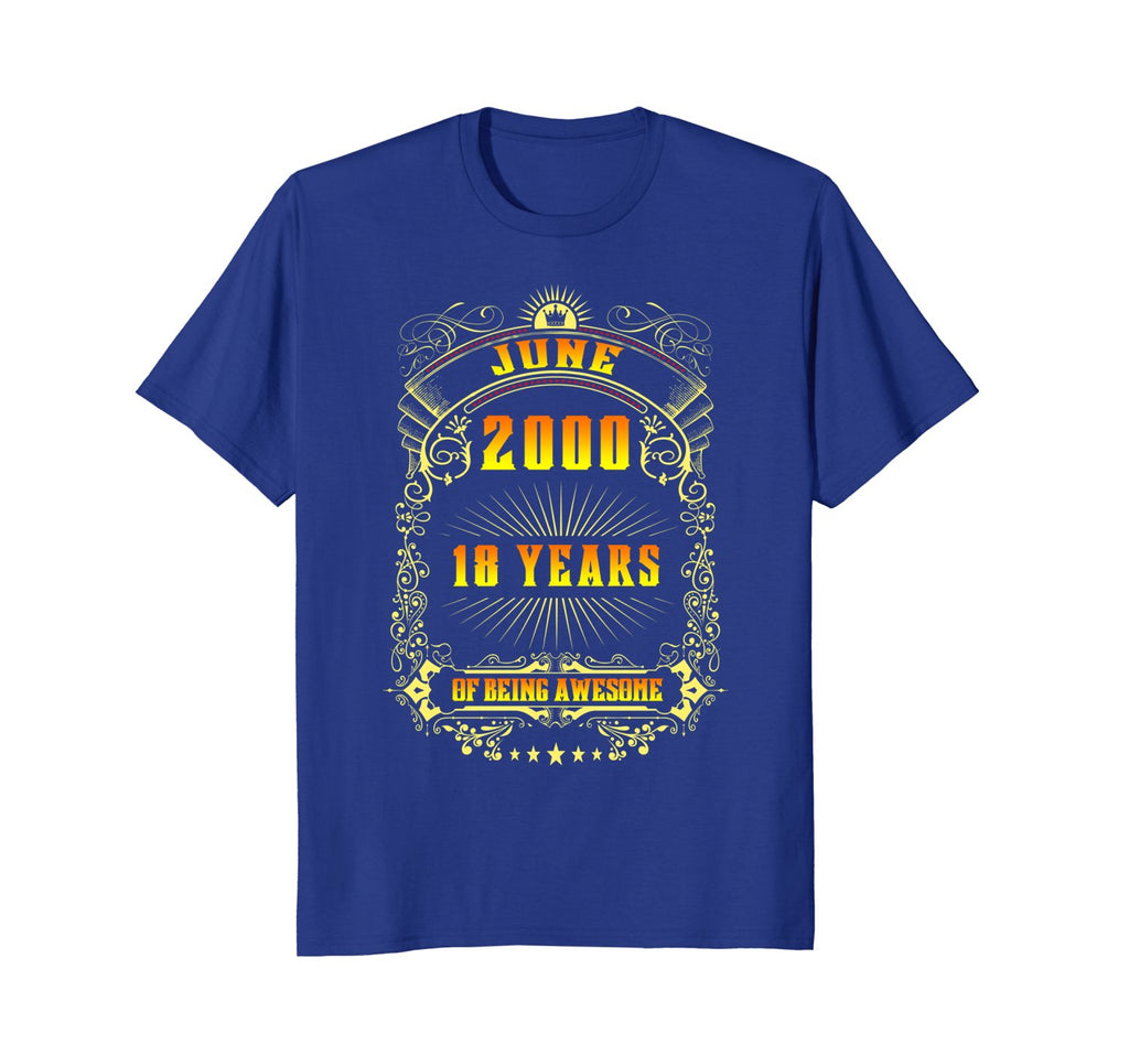 18th Birthday T-Shirt June 2000 18 Years Old Gift Shirt