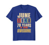 Image of June 1948 70 Years Of Being Awesome Birthday T-Shirt