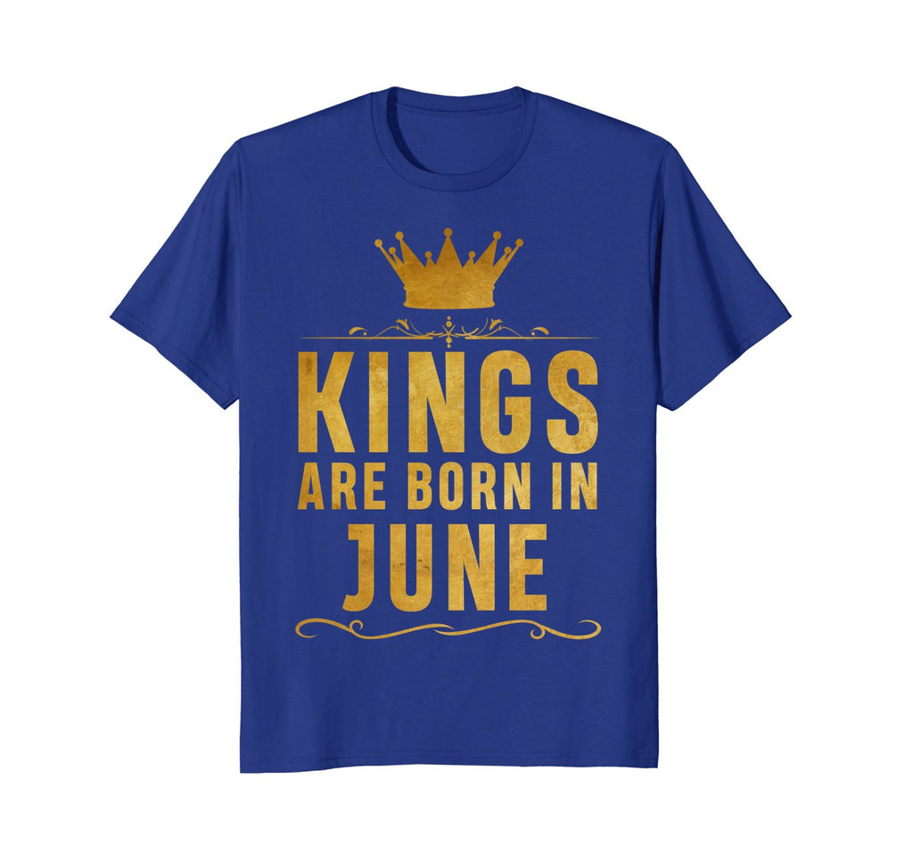 Kings Are Born In June Birthday T-Shirt for Black Men