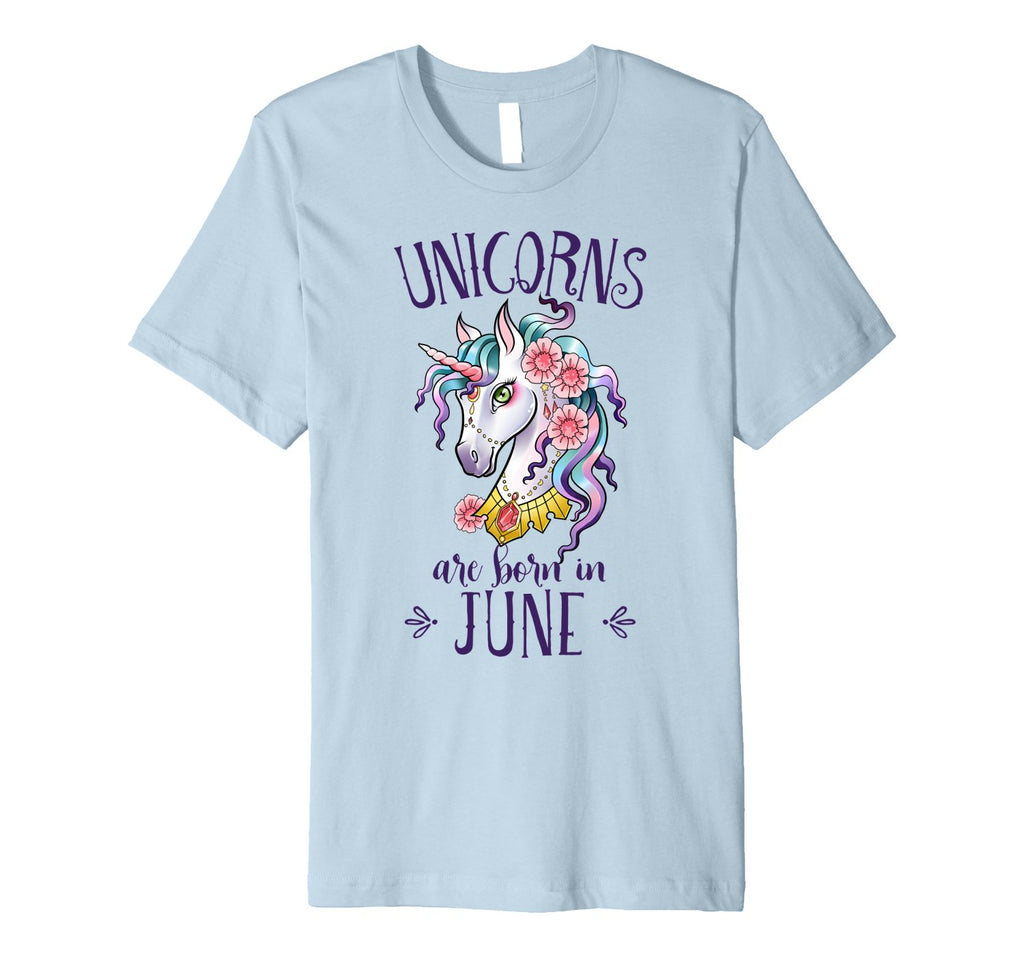 Unicorns are Born in June T Shirt Unicorn Rainbow Birthday