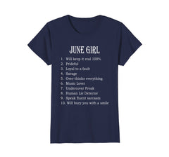 Womens June Girl T Shirt - Elegant Birthday Month shirt