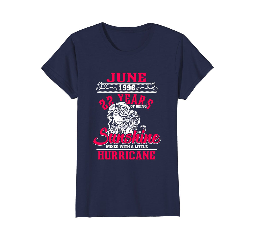 Womens June 1996 22 years of being sunshine mixed-Birthday Tee