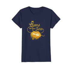 Womens Glitter Happy Birthday June Queen T-Shirt Gold Lips Tee