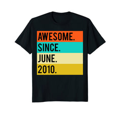 8th Birthday Vintage Gift Awesome Since June 2010 Shirt