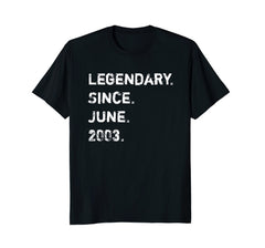 Legendary Since June 2003 15 Years Old Birthday Gift Shirt