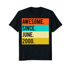 18th Birthday Vintage Gift Awesome Since June 2000 Shirt