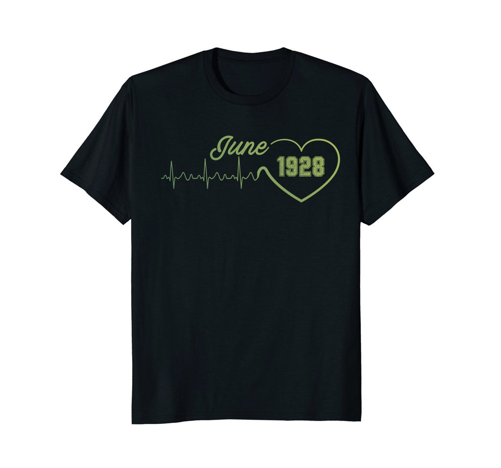 Vintage June 90th Birthday Gift Heartbeat 1928 shirts