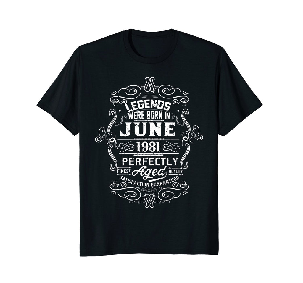 Vintage 37th Birthday Legends Were Born In June 1981 Tshirt