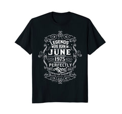 Vintage 43rd Birthday Legends Were Born In June 1975 Tshirt