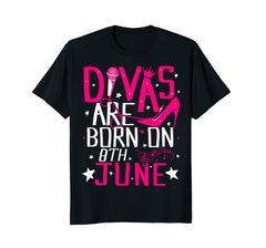Divas Are Born On June 8th T-shirt Gemini Cancer Birthday