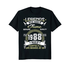 Legends Born In June 1988 30th Awesome Birthday Gift Shirt