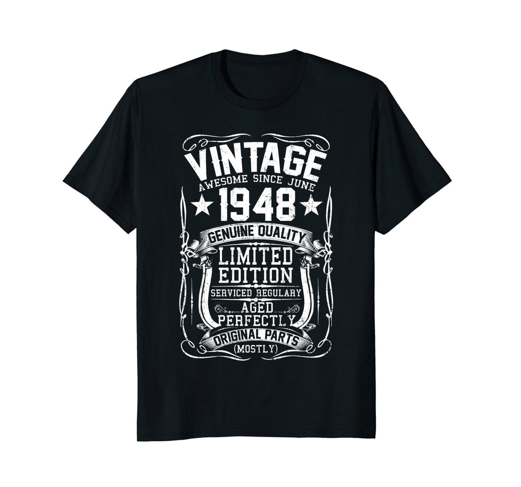 Awesome Vintage Since June 1948 T-Shirt 70th Birthday Gift