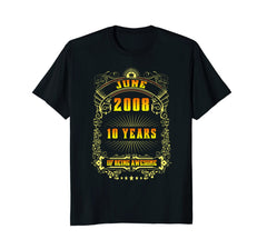 10th Birthday T-Shirt June 2008 10 Years Old Gift Shirt