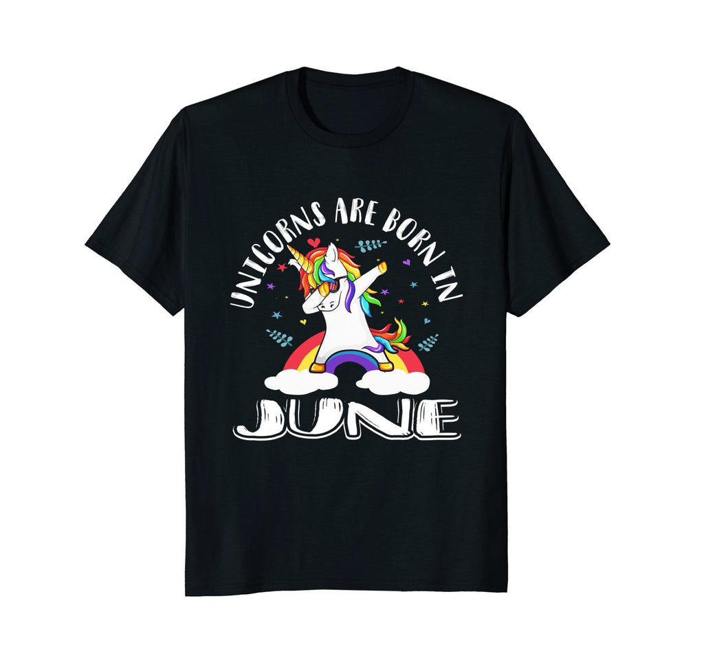Unicorns Are Born In June Birthday Girls Dabbing Tshirt