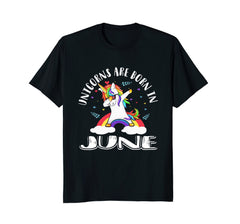 Unicorns Are Born In June Birthday Girls Dabbing Tshirt