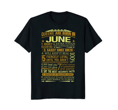 Women's Queens Are Born in June Funny Birthday T-Shirt