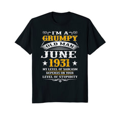 Mens Grumpy Old Man June 1931 - 87th Birthday Gift T-Shirt