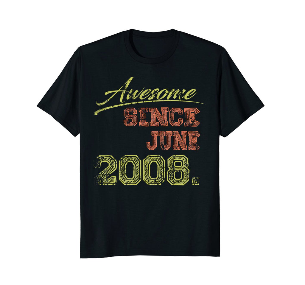 Awesome Born on June 2008 10th Birthday Gift T-shirt 10th