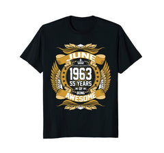 June 1963 55th Birthday 55 Years Old Gift T-Shirt