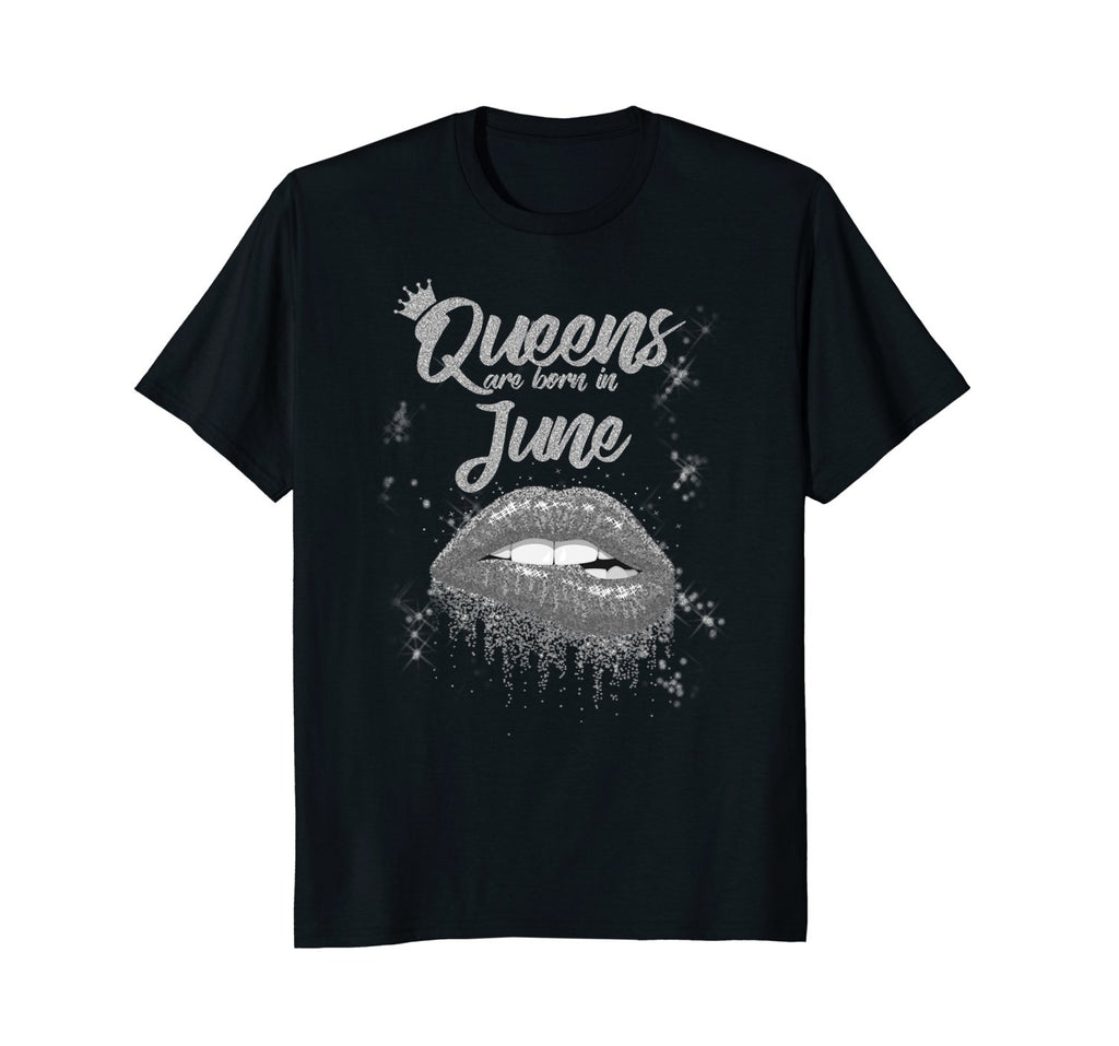Queens Are Born In June Birthday T-Shirt for Black Women