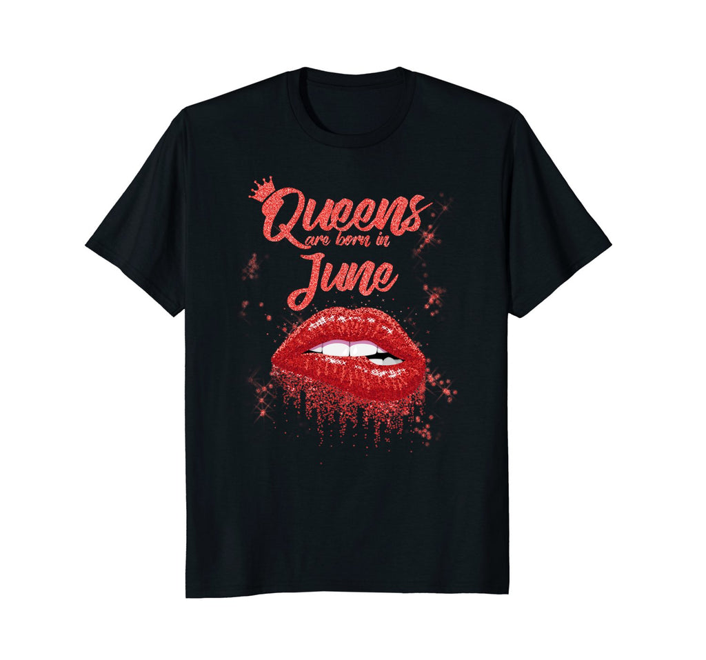 Queens Are Born In June Birthday T-Shirt for Black Women