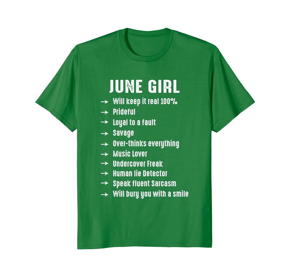 June Girl Will Keep It 100 Percent Funny june Birthday Tee