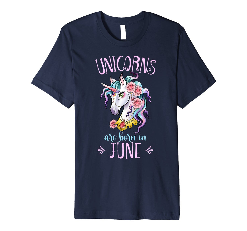 Unicorns are Born in June T Shirt Unicorn Rainbow Birthday