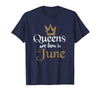 Image of Queens Are Born In June Shirt Glitter June Birthday Gifts