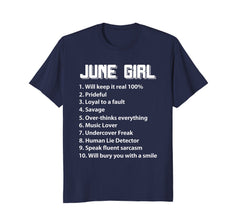 June Girl Will Keep It Real 100% Funny Birthday T-Shirt