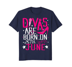 Divas Are Born On June 25th T-shirt Gemini Cancer Birthday