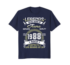 Legends Born In June 1988 30th Awesome Birthday Gift Shirt