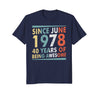 Image of Awesome Since June 1978 T Shirt Vintage 40th Birthday Gift