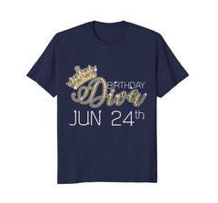 Birthday Diva on June 24th T-shirt Cancer Pride