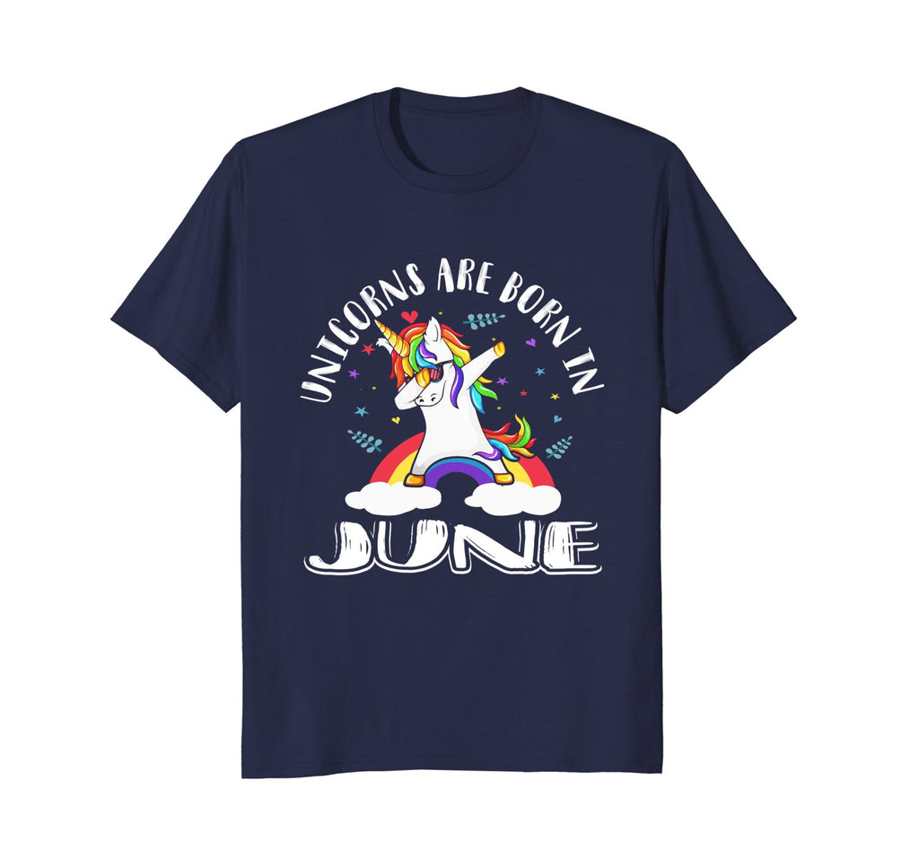 Unicorns Are Born In June Birthday Girls Dabbing Tshirt